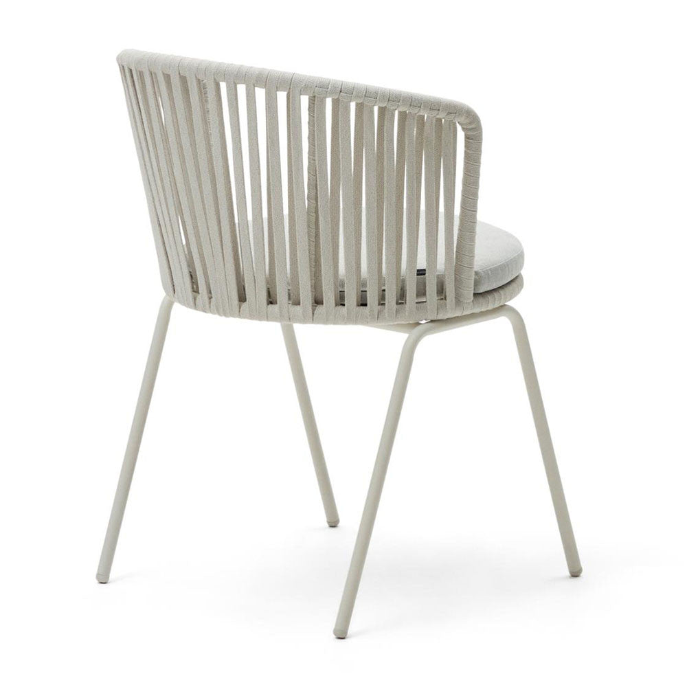 Scaun exterior dining alb/gri din textil Saconca Kave Home