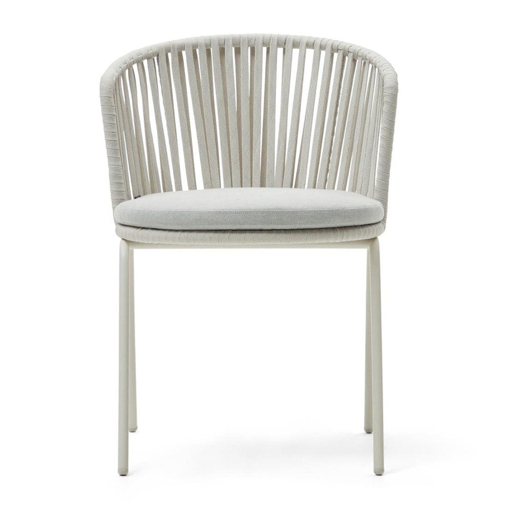Scaun exterior dining alb/gri din textil Saconca Kave Home