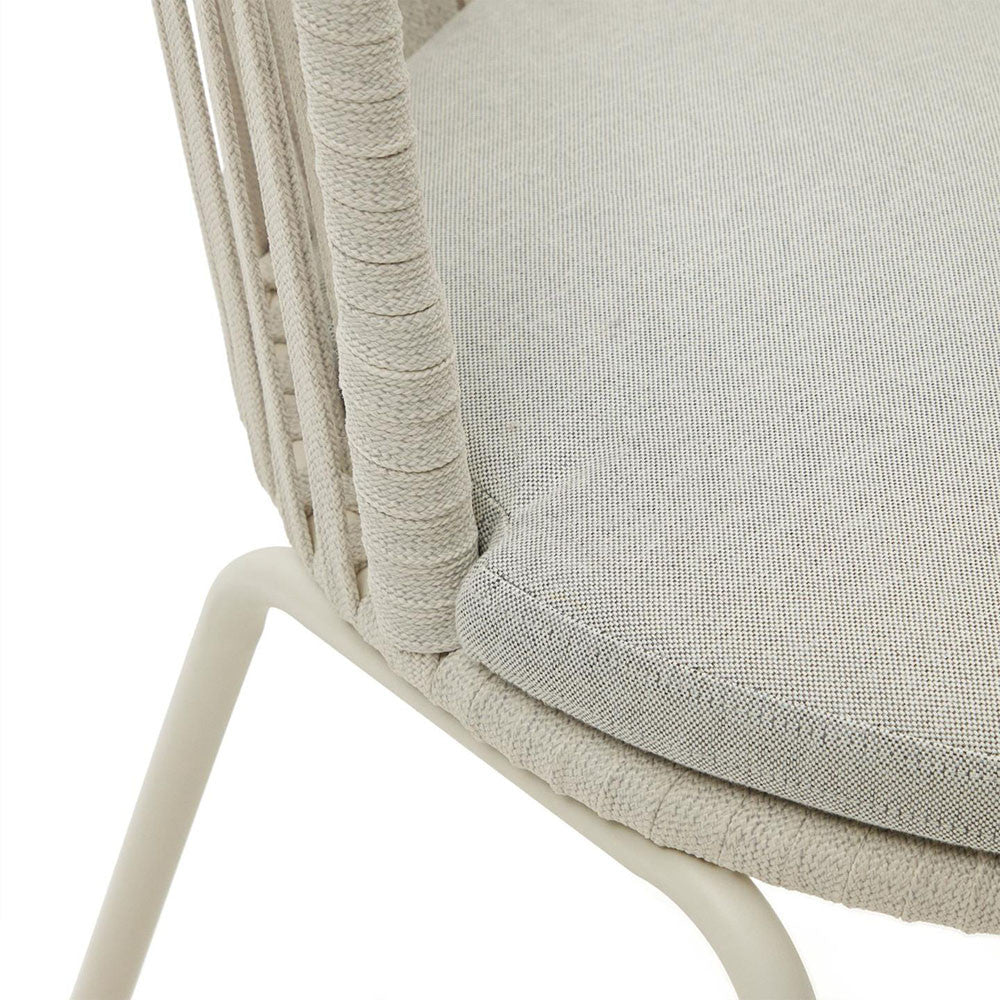 Scaun exterior dining alb/gri din textil Saconca Kave Home