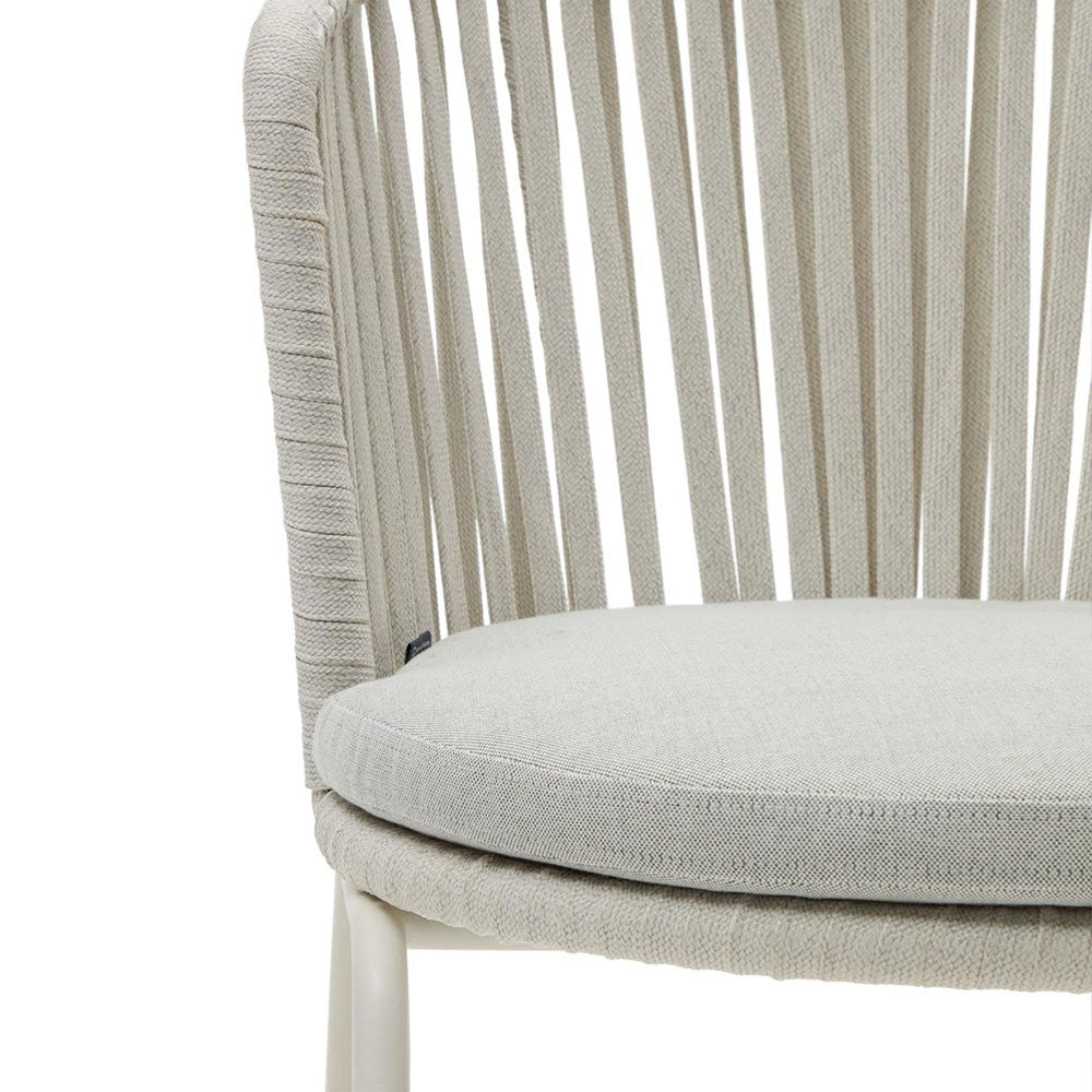 Scaun exterior dining alb/gri din textil Saconca Kave Home
