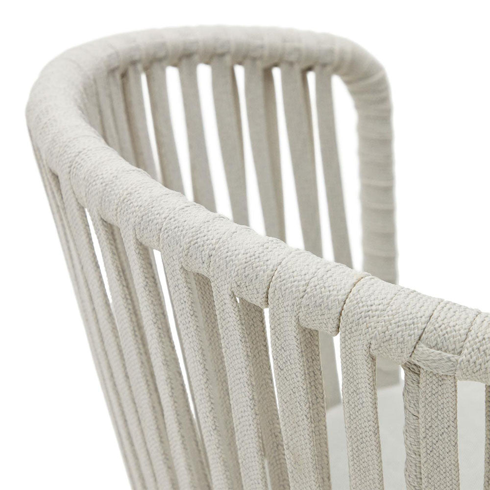 Scaun exterior dining alb/gri din textil Saconca Kave Home