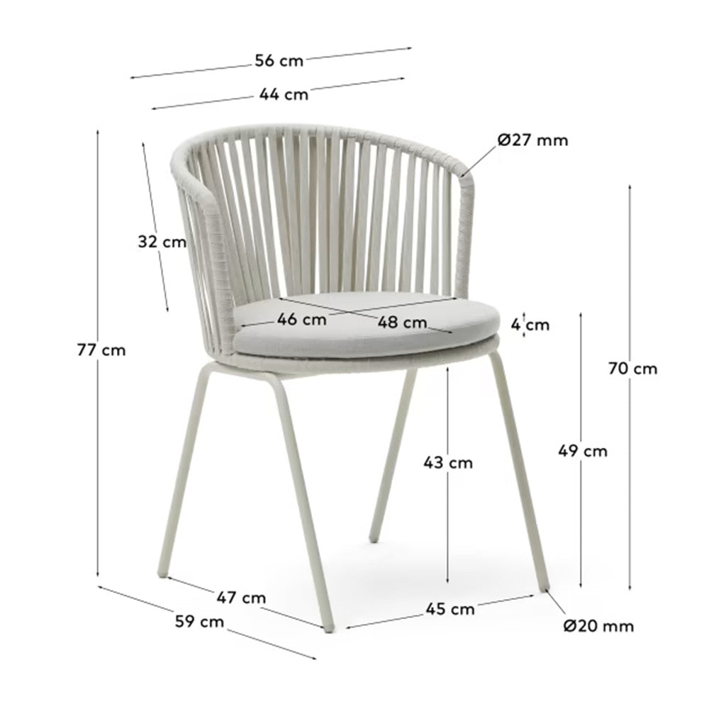 Scaun exterior dining alb/gri din textil Saconca Kave Home