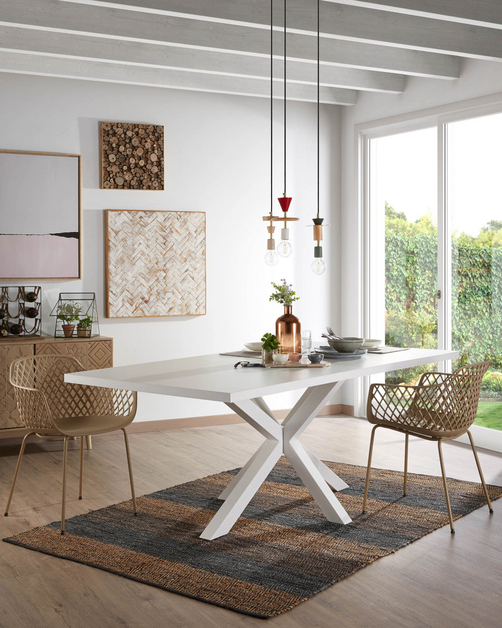 Scaun exterior dining bej din metal Quinn Kave Home
