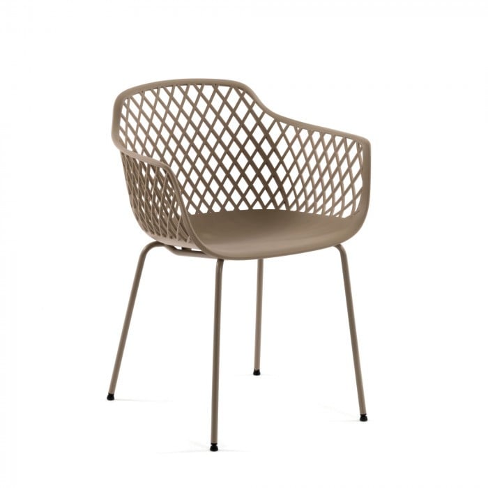 Scaun exterior dining bej din metal Quinn Kave Home