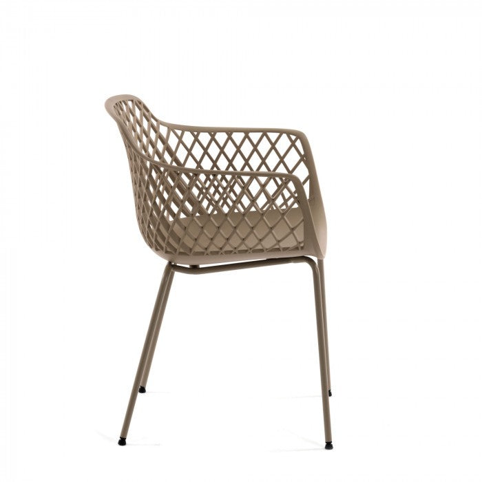 Scaun exterior dining bej din metal Quinn Kave Home
