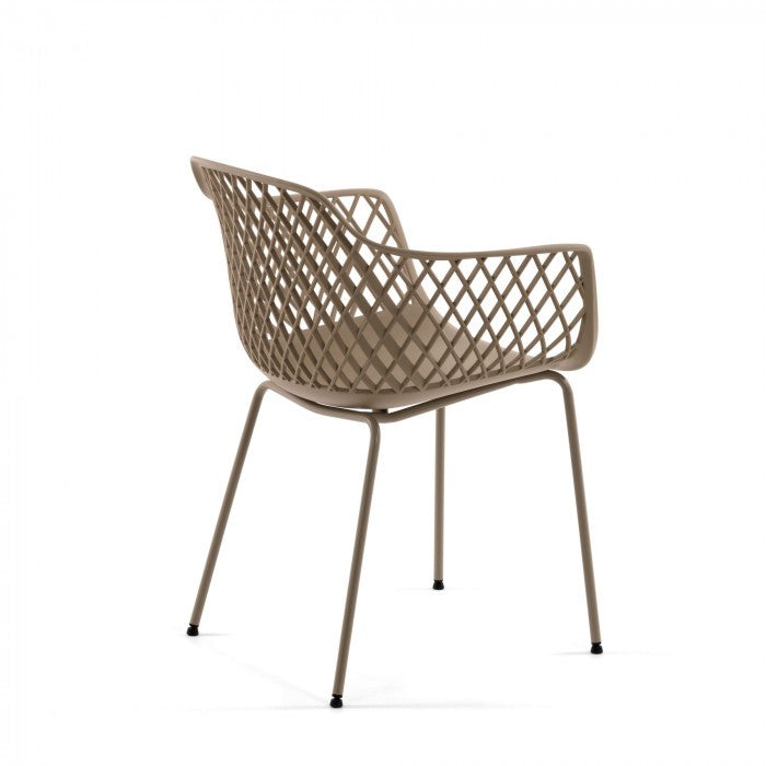 Scaun exterior dining bej din metal Quinn Kave Home