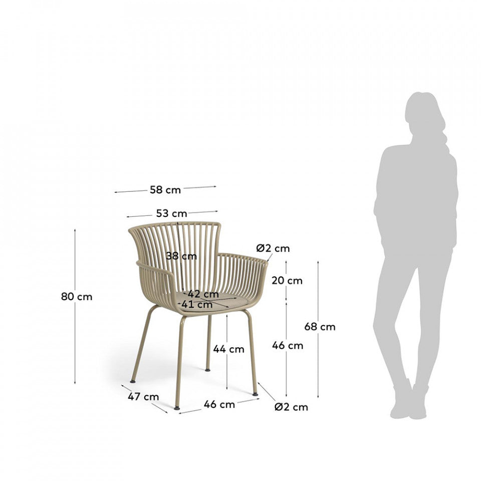 Scaun exterior dining bej din metal Surpika Kave Home