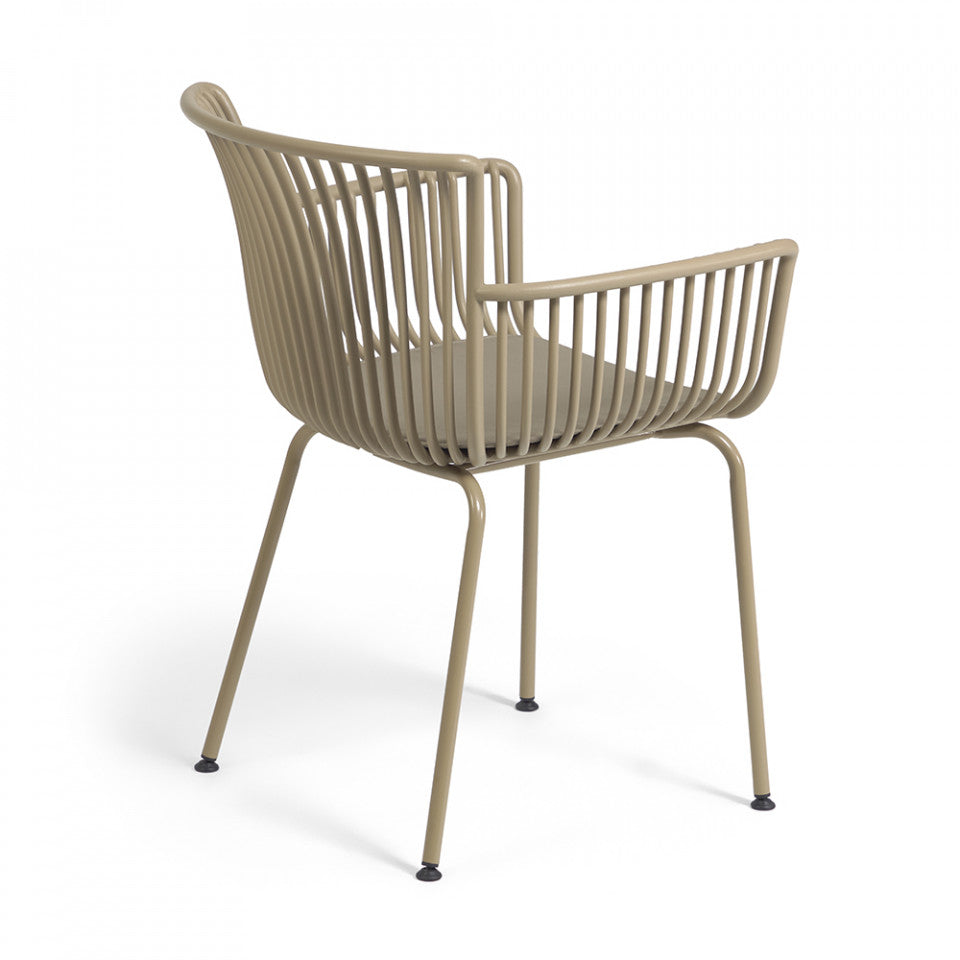 Scaun exterior dining bej din metal Surpika Kave Home