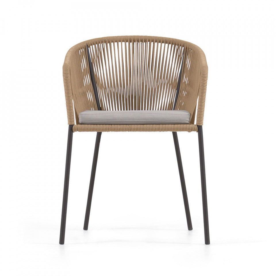 Scaun exterior dining bej din metal Yanet Kave Home
