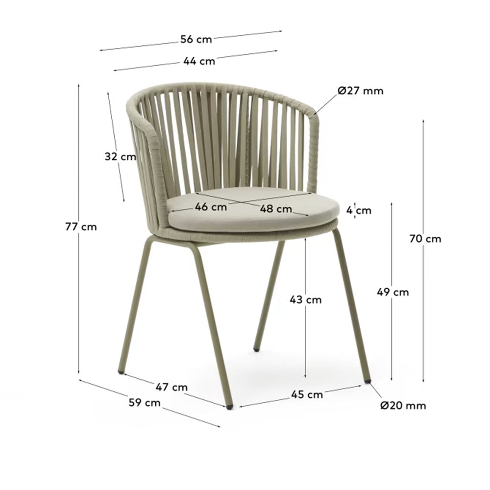 Scaun exterior dining bej din textil Saconca Kave Home