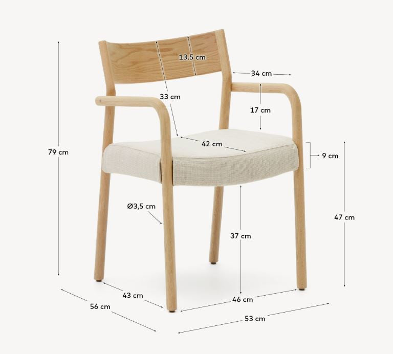 Scaun exterior dining bej/maro din lemn Falconera Kave Home