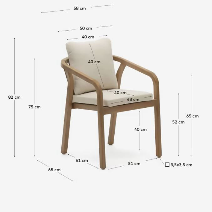 Scaun exterior dining bej/maro din lemn Malaret Kave Home