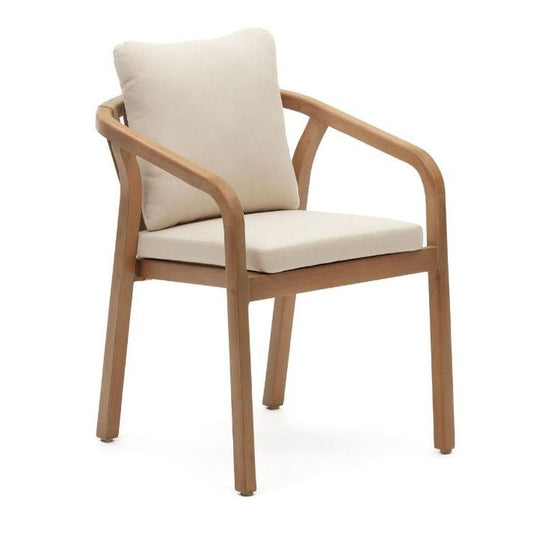 Scaun exterior dining bej/maro din lemn Malaret Kave Home