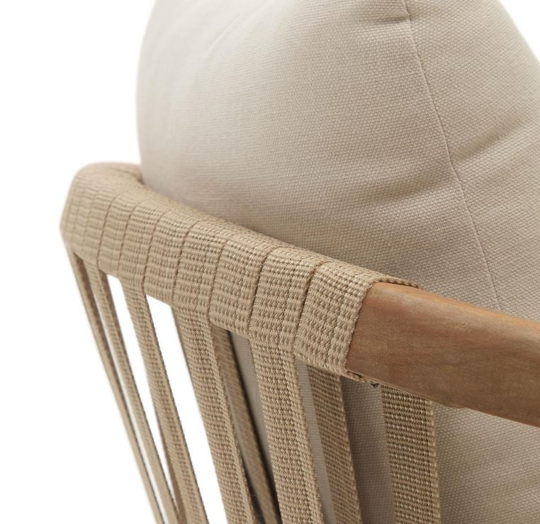 Scaun exterior dining bej/maro din lemn Malaret Kave Home