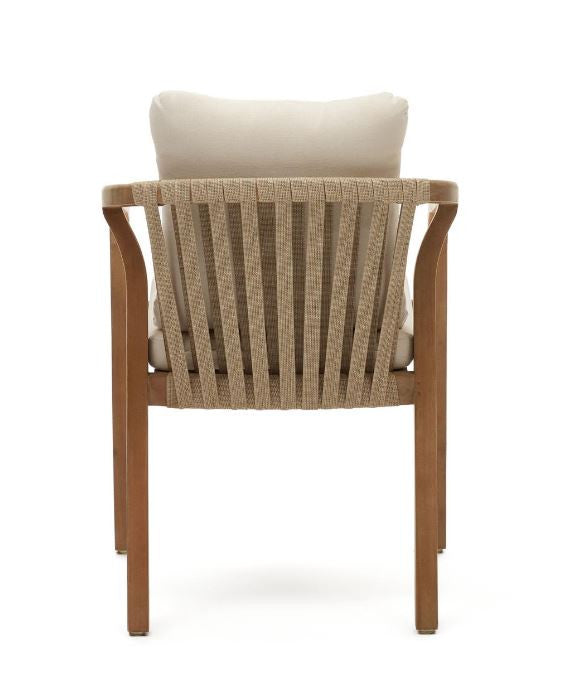 Scaun exterior dining bej/maro din lemn Malaret Kave Home