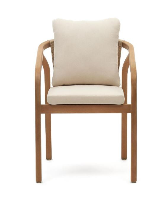 Scaun exterior dining bej/maro din lemn Malaret Kave Home