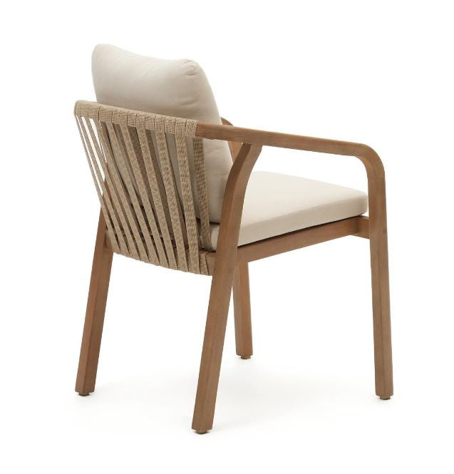 Scaun exterior dining bej/maro din lemn Malaret Kave Home