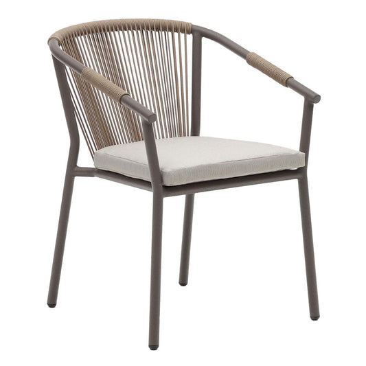 Scaun exterior dining bej/maro din textil Xelida Kave Home