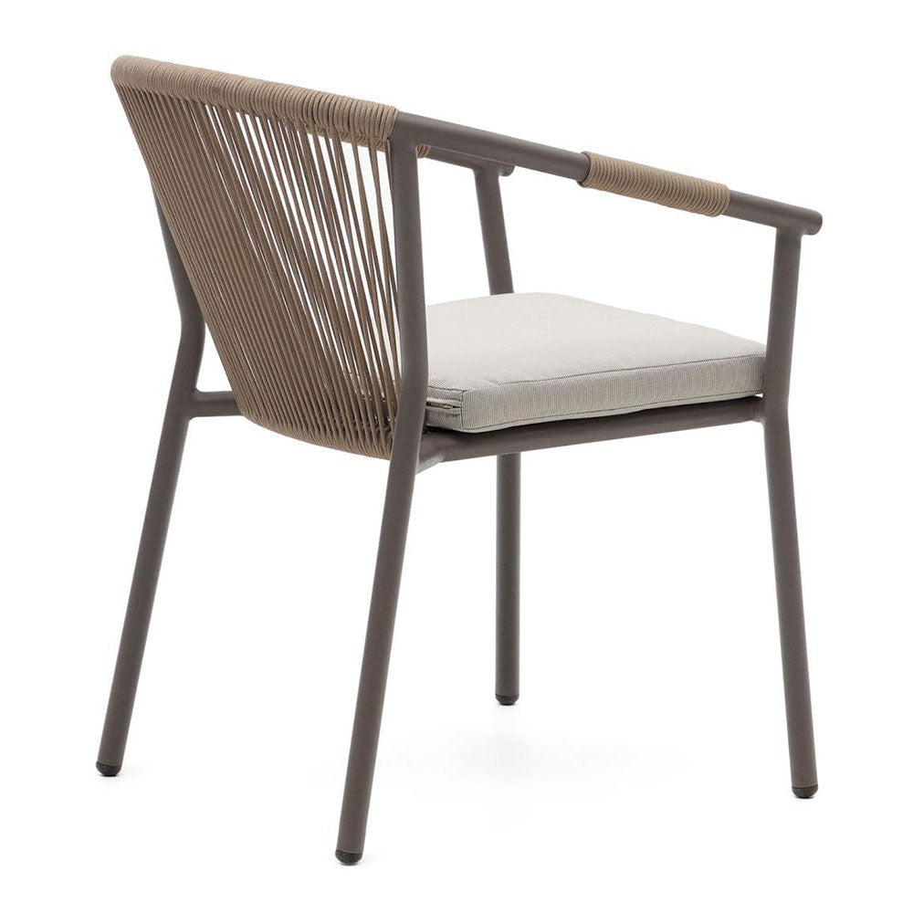 Scaun exterior dining bej/maro din textil Xelida Kave Home