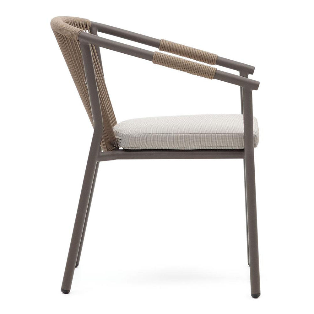 Scaun exterior dining bej/maro din textil Xelida Kave Home