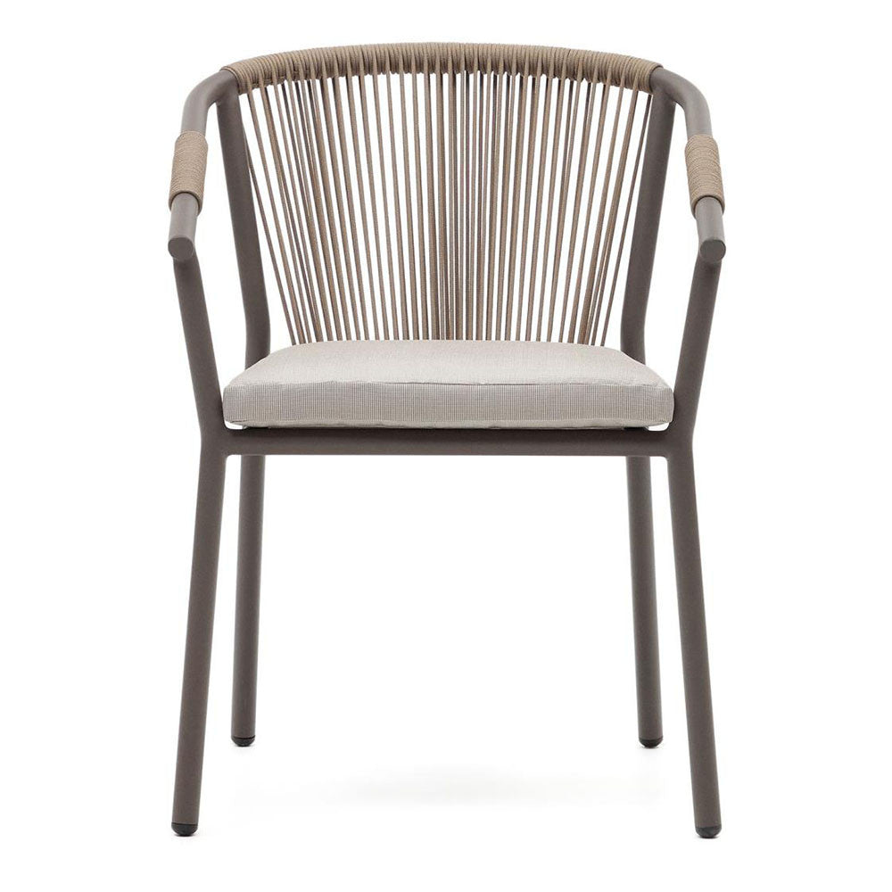 Scaun exterior dining bej/maro din textil Xelida Kave Home