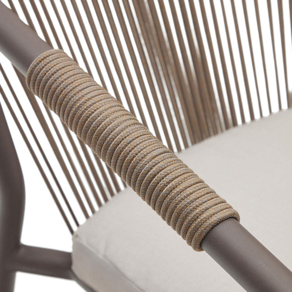 Scaun exterior dining bej/maro din textil Xelida Kave Home