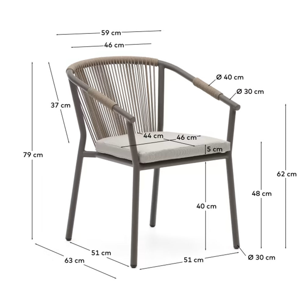Scaun exterior dining bej/maro din textil Xelida Kave Home