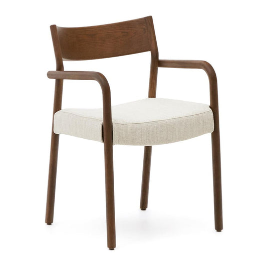 Scaun exterior dining bej/maro inchis din lemn Falconera Kave Home