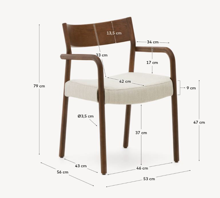 Scaun exterior dining bej/maro inchis din lemn Falconera Kave Home