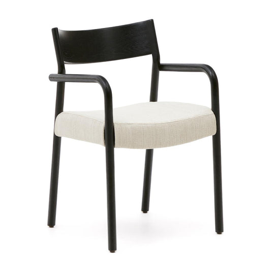 Scaun exterior dining bej/negru din lemn Falconera Kave Home