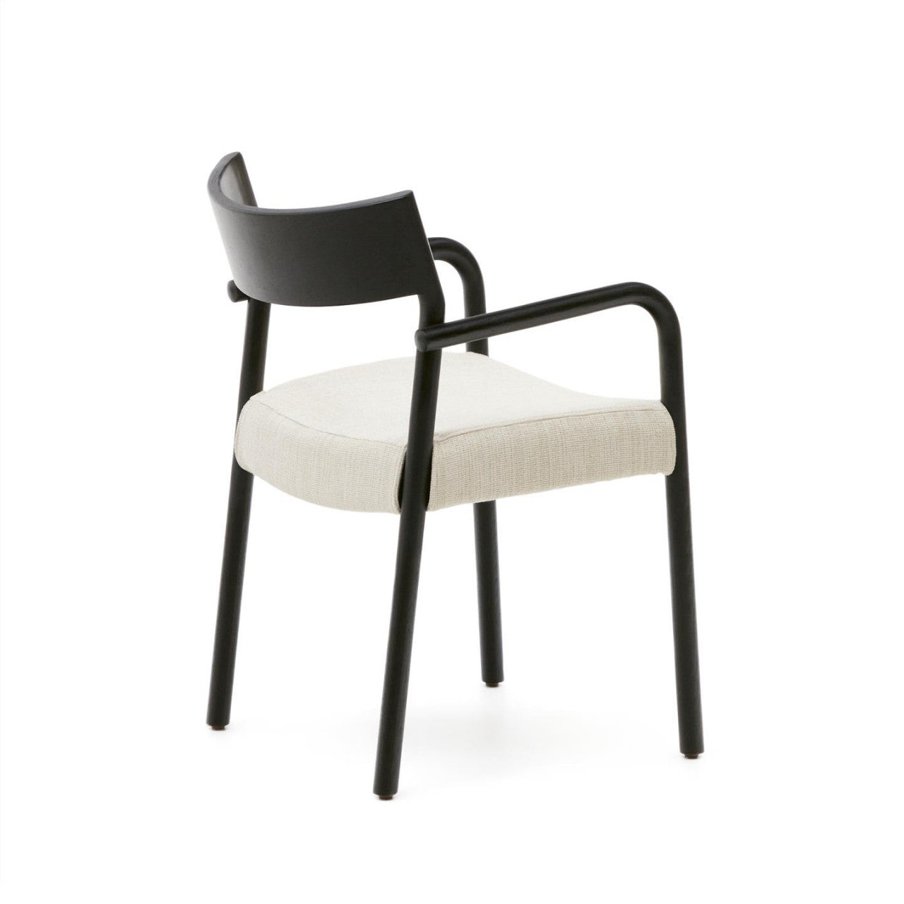 Scaun exterior dining bej/negru din lemn Falconera Kave Home