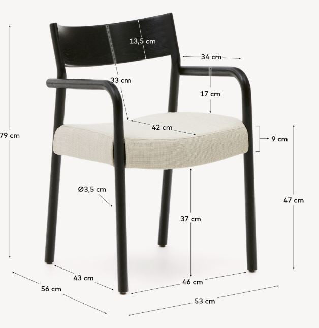 Scaun exterior dining bej/negru din lemn Falconera Kave Home