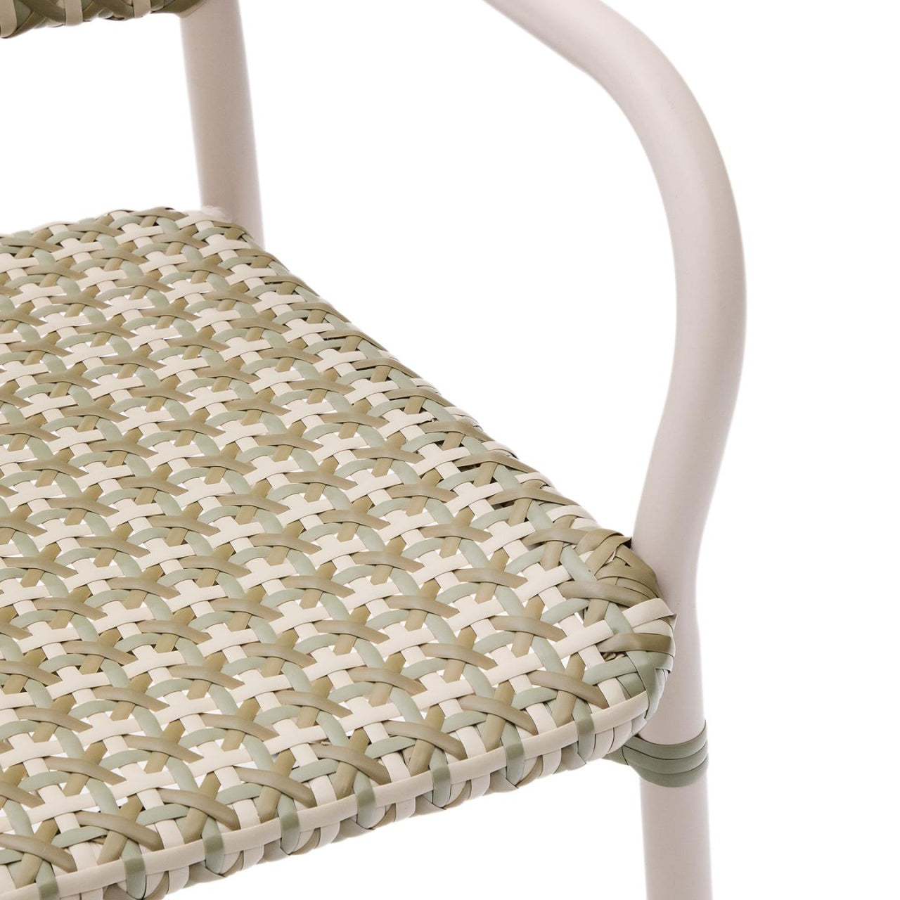 Scaun exterior dining bej/ verde din metal Tuccia Kave Home