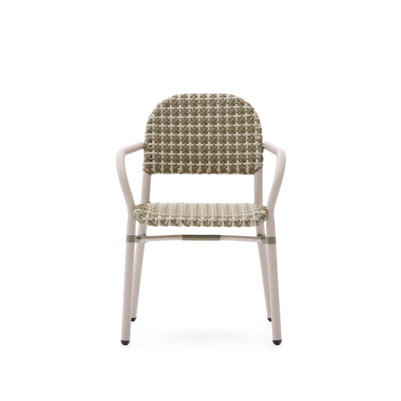 Scaun exterior dining bej/ verde din metal Tuccia Kave Home
