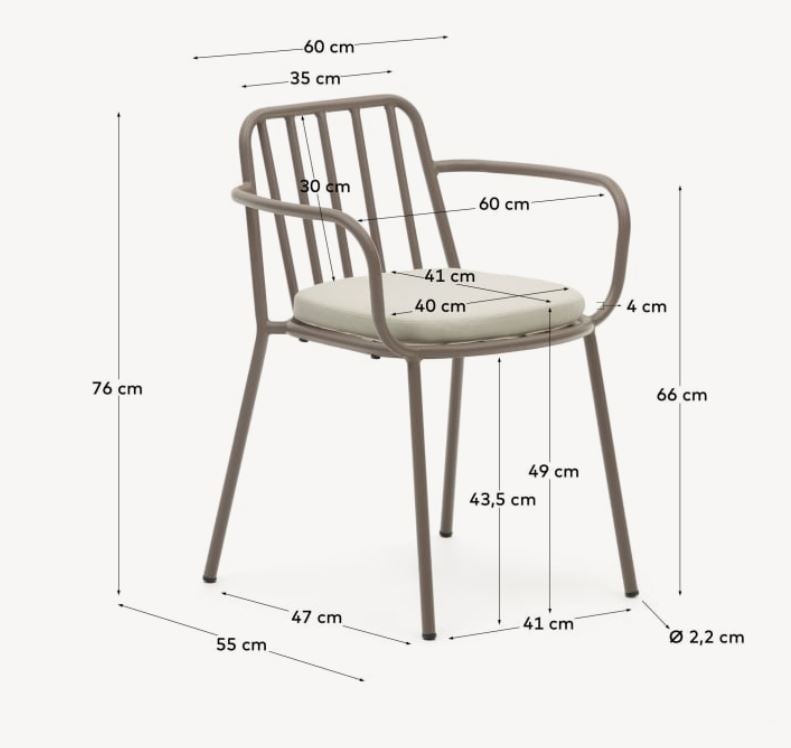 Scaun exterior dining crem din textil Bramant Kave Home