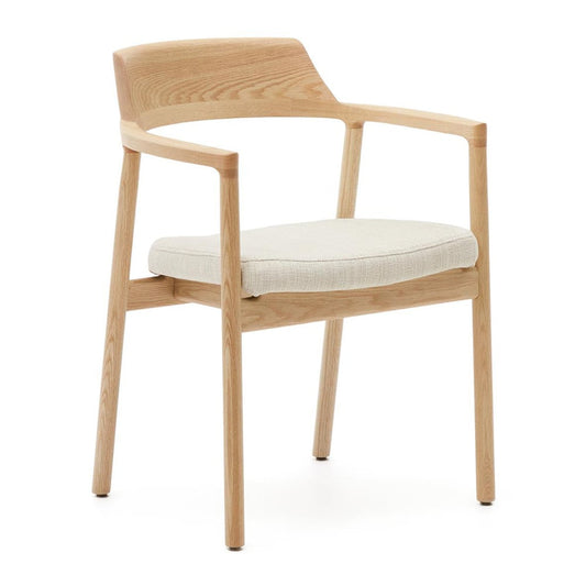 Scaun exterior dining crem/maro din lemn Alocs Kave Home