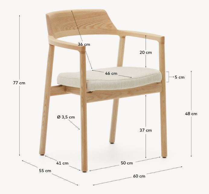 Scaun exterior dining crem/maro din lemn Alocs Kave Home