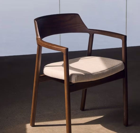 Scaun exterior dining crem/maro inchis din lemn Alocs Kave Home