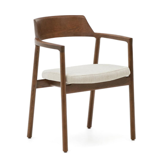 Scaun exterior dining crem/maro inchis din lemn Alocs Kave Home