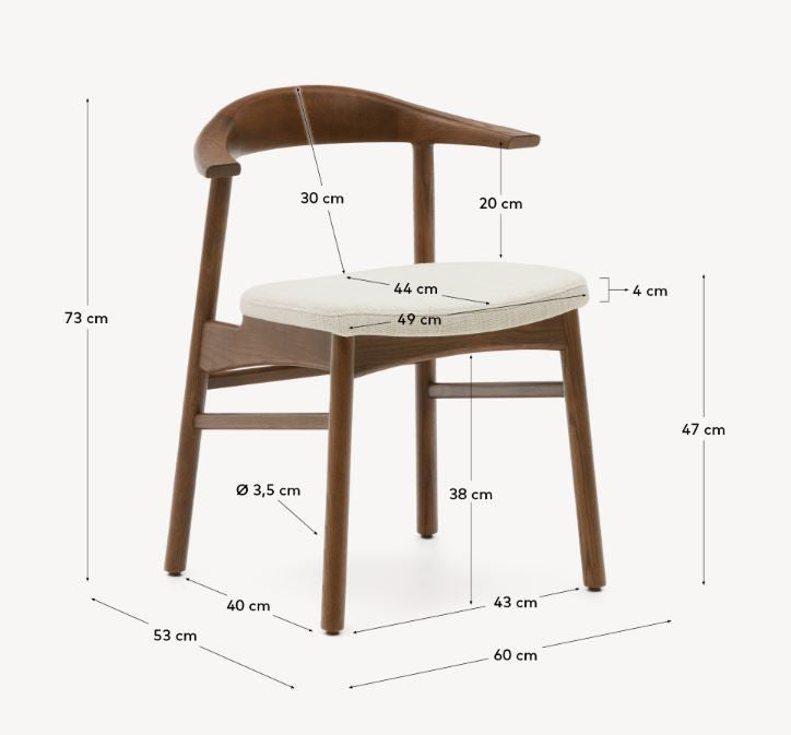 Scaun exterior dining crem/maro inchis din lemn Timons Kave Home