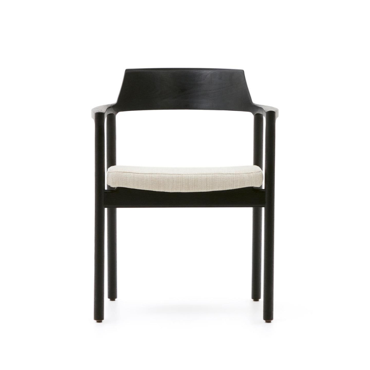 Scaun exterior dining crem/negru din lemn Alocs Kave Home