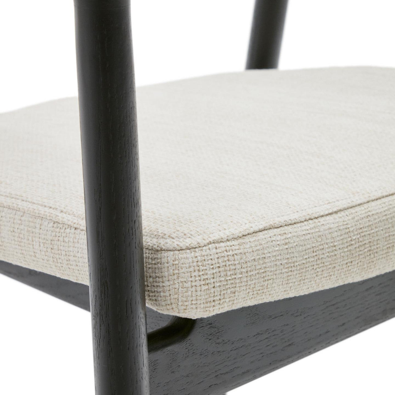 Scaun exterior dining crem/negru din lemn Alocs Kave Home