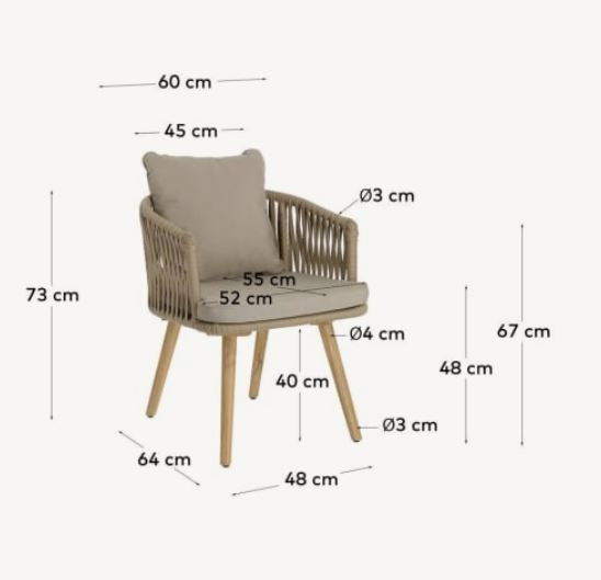 Scaun exterior dining din lemn Hemilce Kave Home