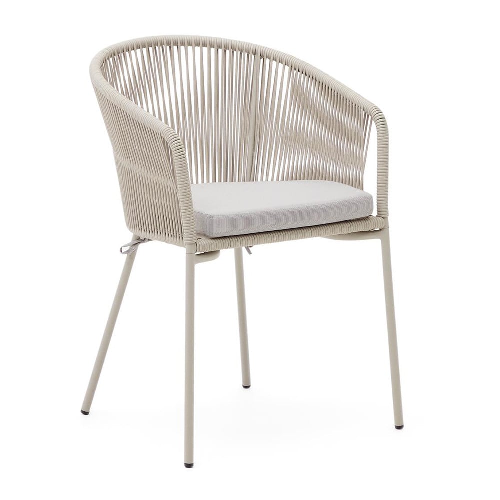Scaun exterior dining ecru din metal Yanet Kave Home