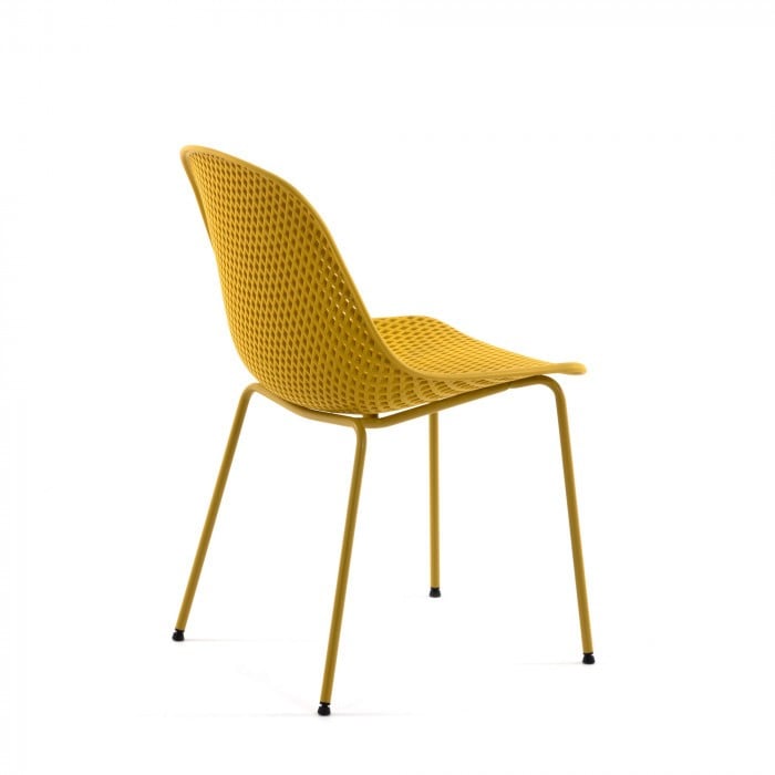 Scaun exterior dining galben din metal Quinby Kave Home