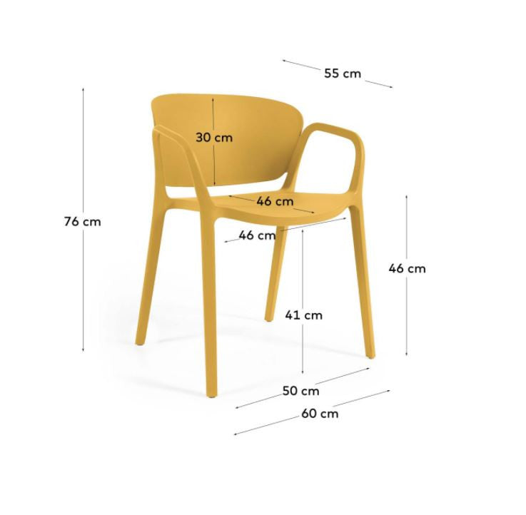 Scaun exterior dining galben din plastic Ania Kave Home
