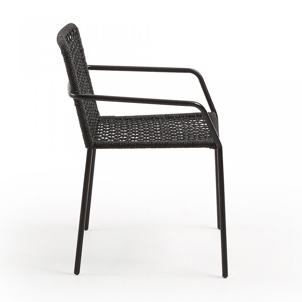 Scaun exterior dining gri inchis din metal Boomer Kave Home