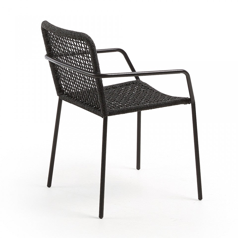 Scaun exterior dining gri inchis din metal Boomer Kave Home