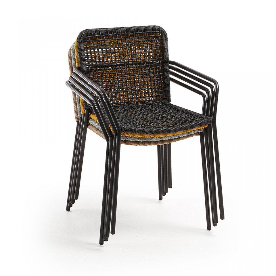 Scaun exterior dining gri inchis din metal Boomer Kave Home