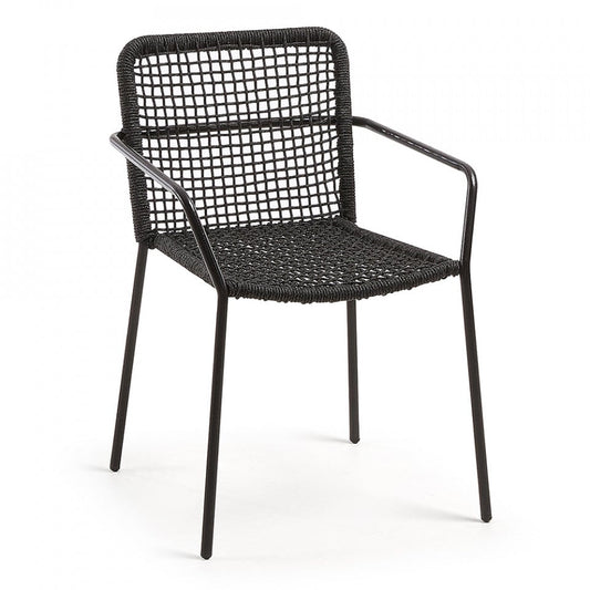 Scaun exterior dining gri inchis din metal Boomer Kave Home